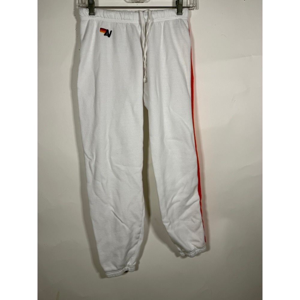 Aviator Nation White 5-Stripe Sweatpants Joggers Neon Women's Size XS